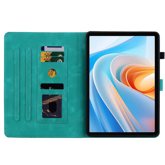 For itel VistaTab 30 Lily Embossed Leather Tablet Case(Green)