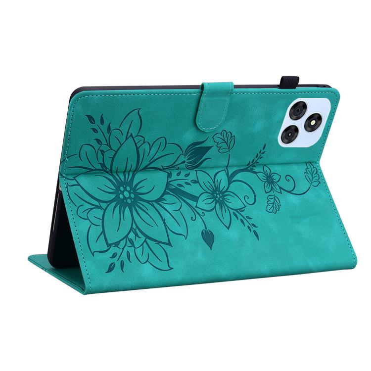 For itel VistaTab 30 Lily Embossed Leather Tablet Case(Green)