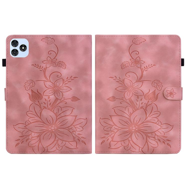 For itel VistaTab 30 Lily Embossed Leather Tablet Case(Pink)