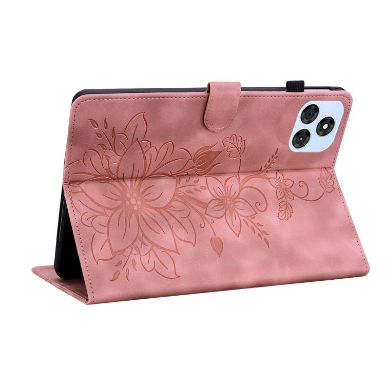 For itel VistaTab 30 Lily Embossed Leather Tablet Case(Pink)
