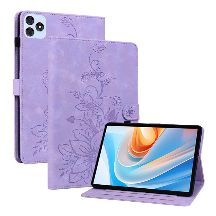 For itel VistaTab 30 Lily Embossed Leather Tablet Case(Purple)