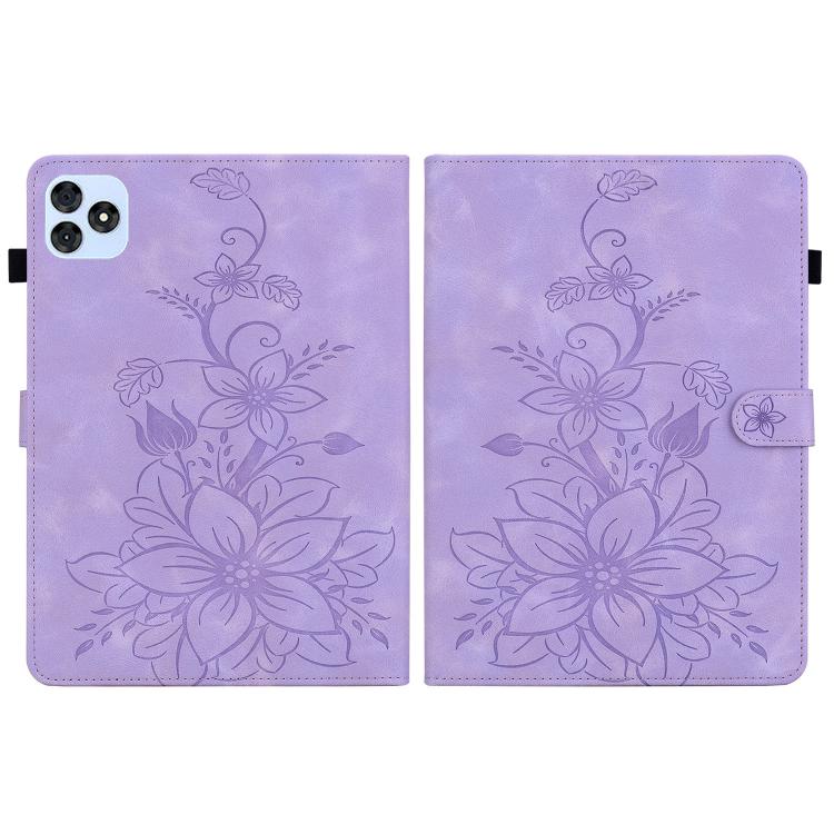 For itel VistaTab 30 Lily Embossed Leather Tablet Case(Purple)