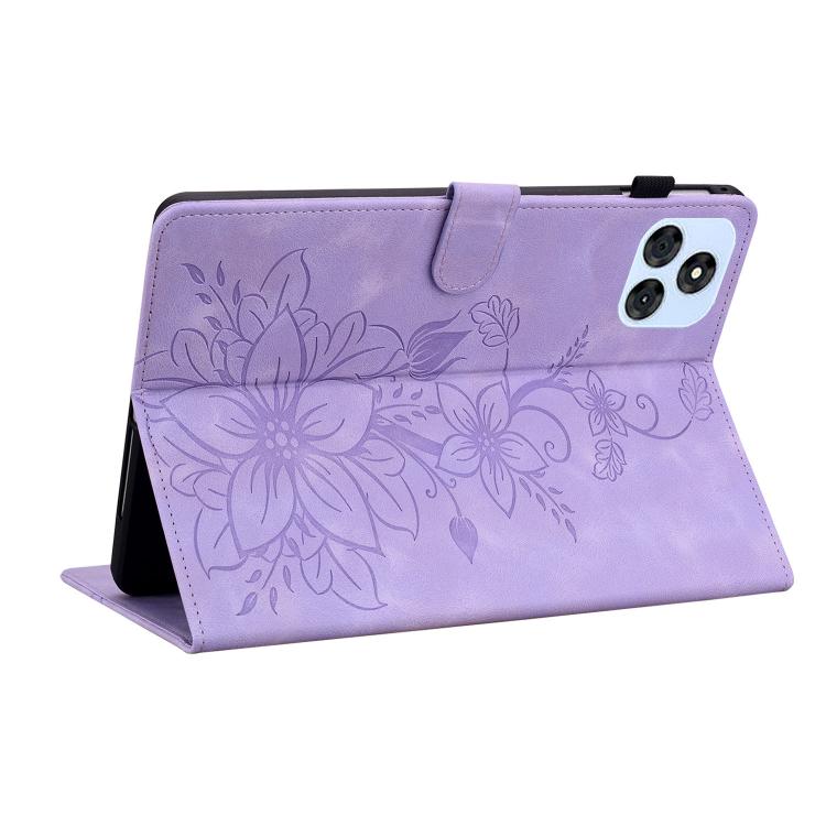 For itel VistaTab 30 Lily Embossed Leather Tablet Case(Purple)