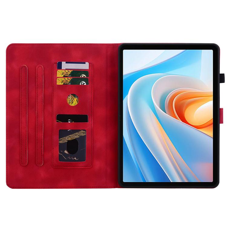 For itel VistaTab 30 Lily Embossed Leather Tablet Case(Red)