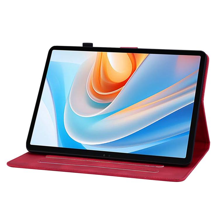 For itel VistaTab 30 Lily Embossed Leather Tablet Case(Red)