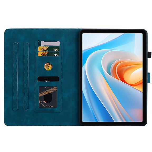 For itel VistaTab 30 Lily Embossed Leather Tablet Case(Dark Blue)