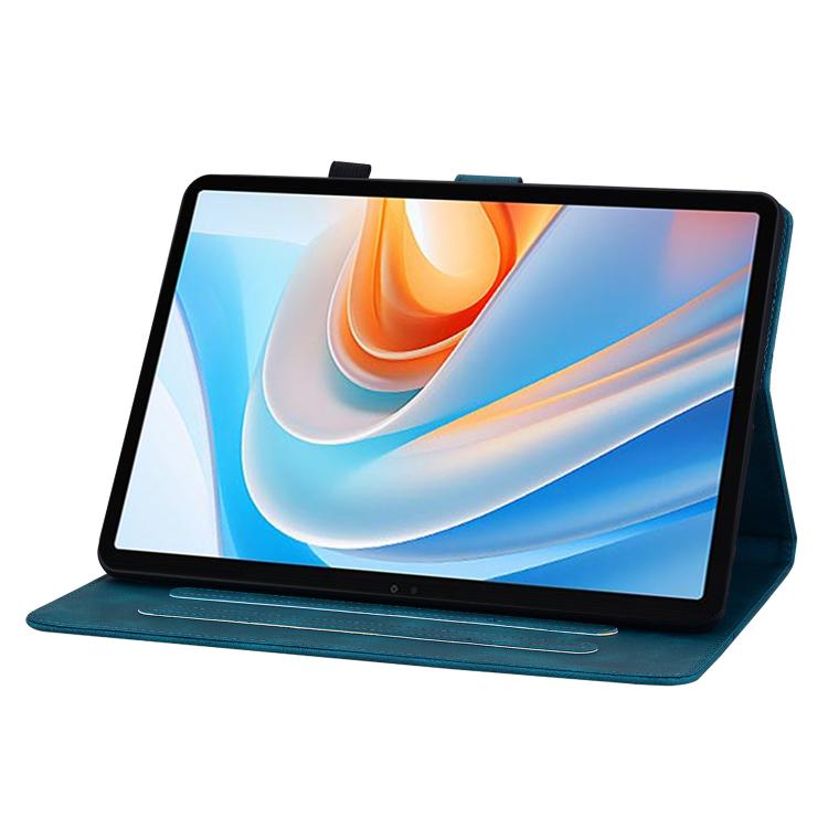 For itel VistaTab 30 Lily Embossed Leather Tablet Case(Dark Blue)