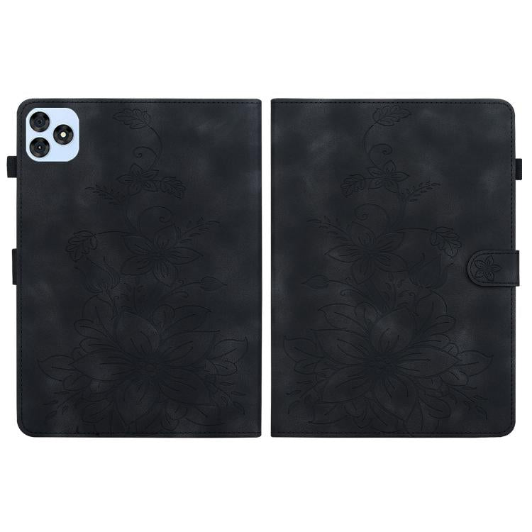 For itel VistaTab 30 Lily Embossed Leather Tablet Case(Black)