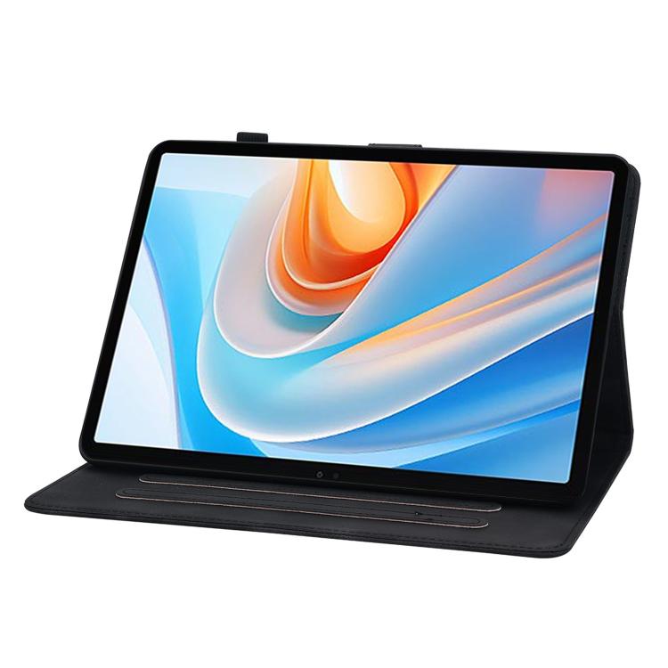 For itel VistaTab 30 Lily Embossed Leather Tablet Case(Black)