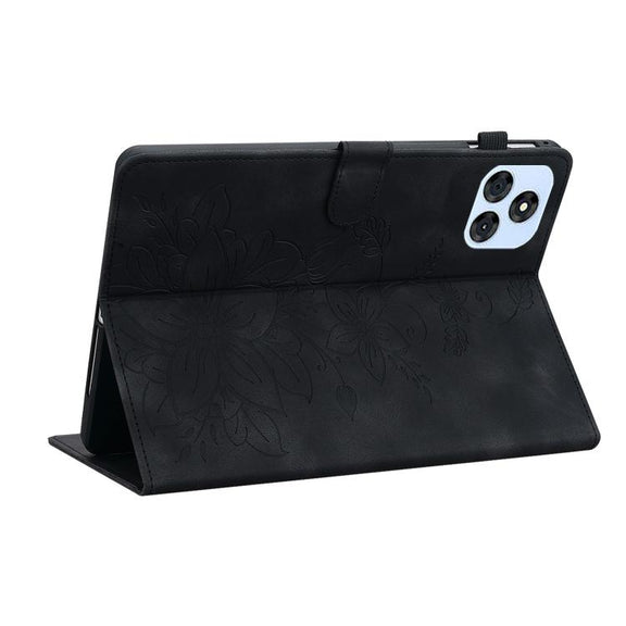 For itel VistaTab 30 Lily Embossed Leather Tablet Case(Black)