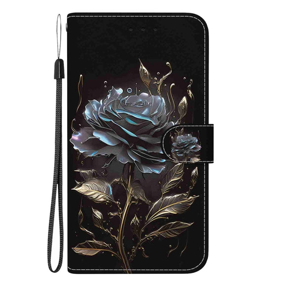 For Samsung Galaxy S25 5G Crystal Texture Colored Drawing Leather Phone Case(Black Rose)