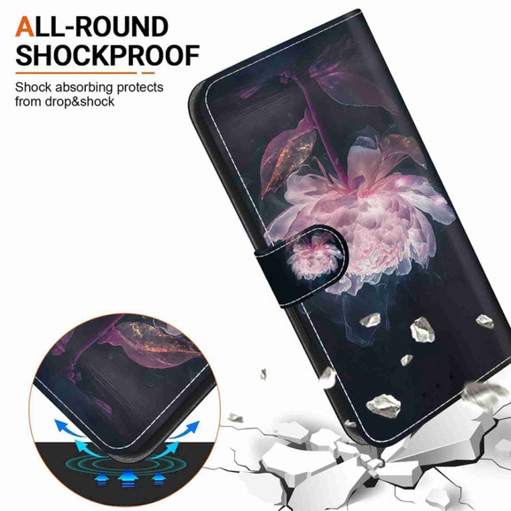For Samsung Galaxy S25+ 5G Crystal Texture Colored Drawing Leather Phone Case(Purple Peony)