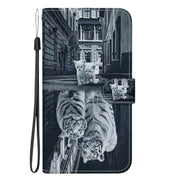For Samsung Galaxy S25+ 5G Crystal Texture Colored Drawing Leather Phone Case(Cat Tiger Reflection)