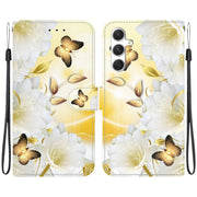 For Samsung Galaxy S25+ 5G Crystal Texture Colored Drawing Leather Phone Case(Gold Butterfly Epiphyllum)