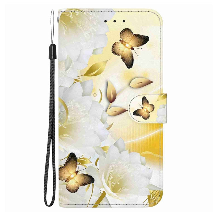 For Samsung Galaxy S25+ 5G Crystal Texture Colored Drawing Leather Phone Case(Gold Butterfly Epiphyllum)