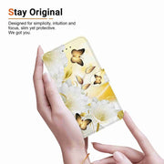 For Samsung Galaxy S25+ 5G Crystal Texture Colored Drawing Leather Phone Case(Gold Butterfly Epiphyllum)