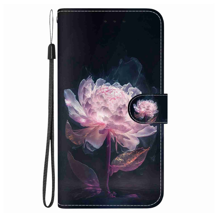 For Samsung Galaxy S25 Ultra 5G Crystal Texture Colored Drawing Leather Phone Case(Purple Peony)