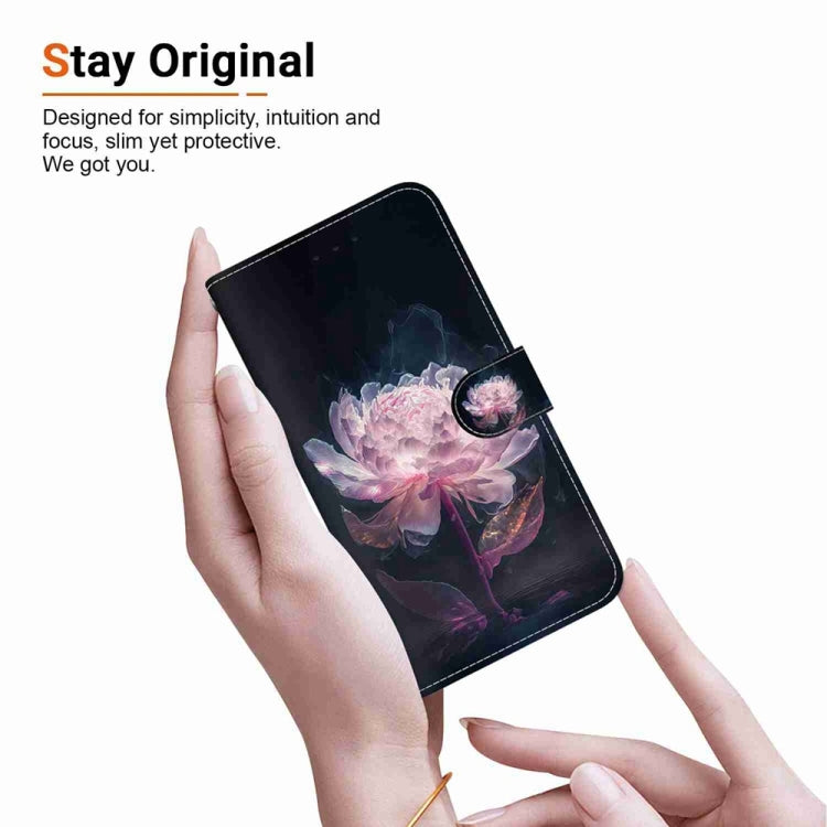 For Samsung Galaxy S25 Ultra 5G Crystal Texture Colored Drawing Leather Phone Case(Purple Peony)