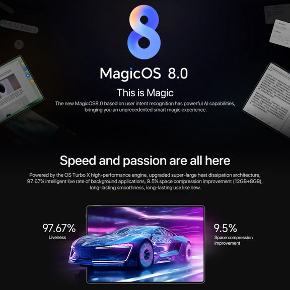 Honor MagicPad2 WiFi Tablet PC, 12GB+256GB, 12.3 inch MagicOS 8.0.1 Qualcomm Snapdragon 8s Gen 3 Octa Core(Black)
