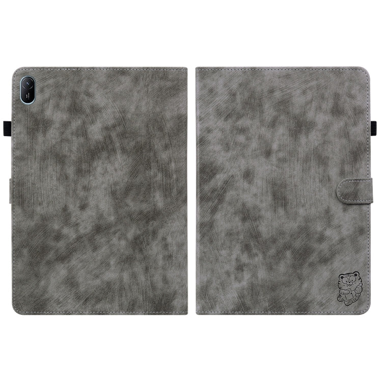 For Huawei MatePad SE 11 2024 Tiger Pattern Flip Leather Tablet Case(Grey)