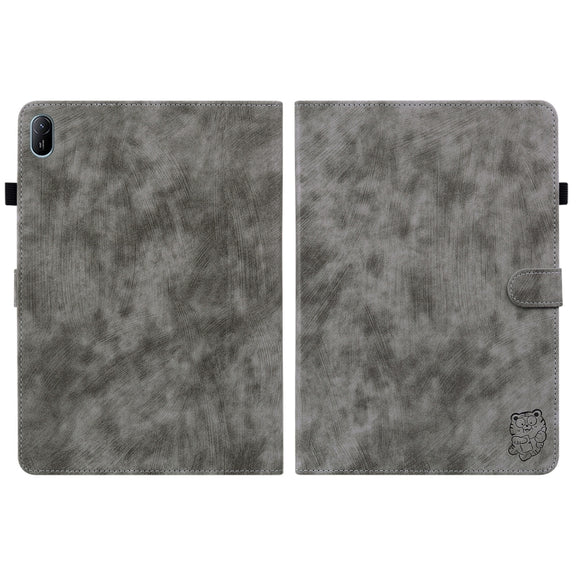 For Huawei MatePad SE 11 2024 Tiger Pattern Flip Leather Tablet Case(Grey)