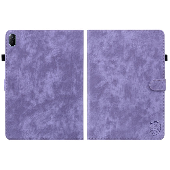 For Huawei MatePad SE 11 2024 Tiger Pattern Flip Leather Tablet Case(Purple)