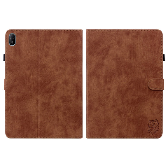 For Huawei MatePad SE 11 2024 Tiger Pattern Flip Leather Tablet Case(Brown)