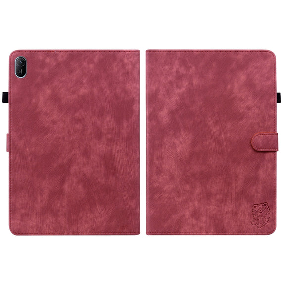 For Huawei MatePad SE 11 2024 Tiger Pattern Flip Leather Tablet Case(Red)