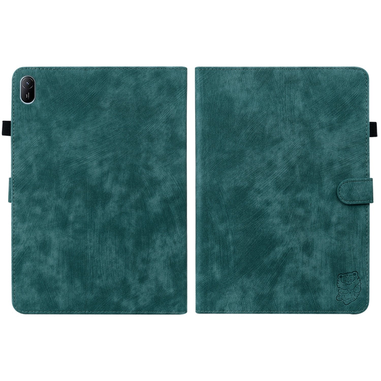 For Huawei MatePad SE 11 2024 Tiger Pattern Flip Leather Tablet Case(Dark Green)