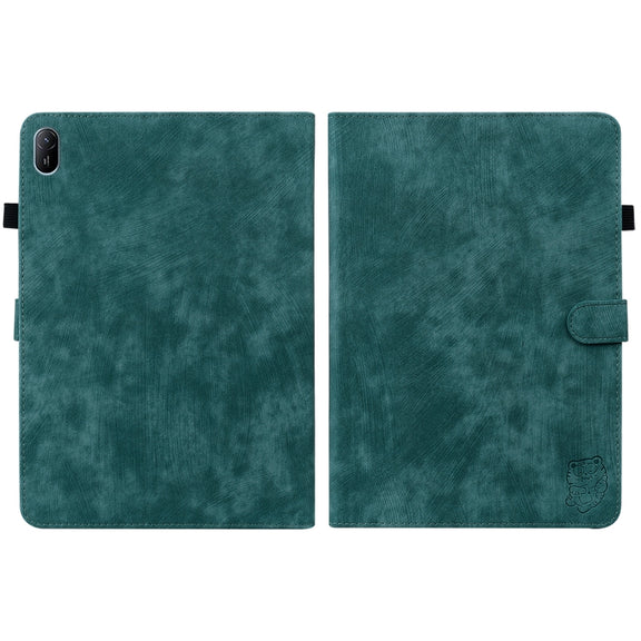 For Huawei MatePad SE 11 2024 Tiger Pattern Flip Leather Tablet Case(Dark Green)