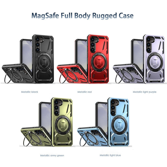 For Samsung Galaxy S25 5G Armor II Series MagSafe Magnetic Holder Phone Case(Black)