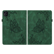 For itel Pad One 10.1 Butterfly Flower Embossed Leather Tablet Case(Green)