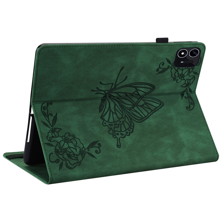 For itel Pad One 10.1 Butterfly Flower Embossed Leather Tablet Case(Green)