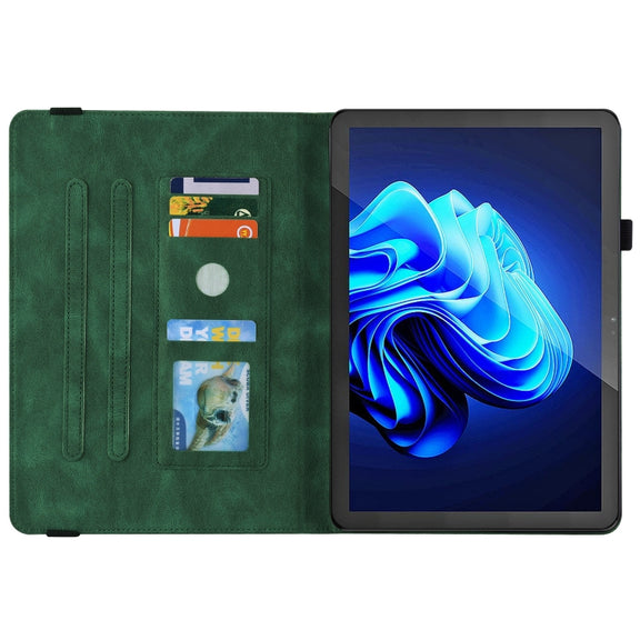 For itel Pad One 10.1 Butterfly Flower Embossed Leather Tablet Case(Green)