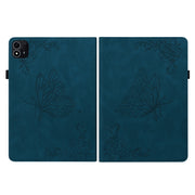 For itel Pad One 10.1 Butterfly Flower Embossed Leather Tablet Case(Blue)