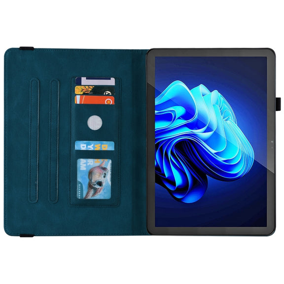 For itel Pad One 10.1 Butterfly Flower Embossed Leather Tablet Case(Blue)