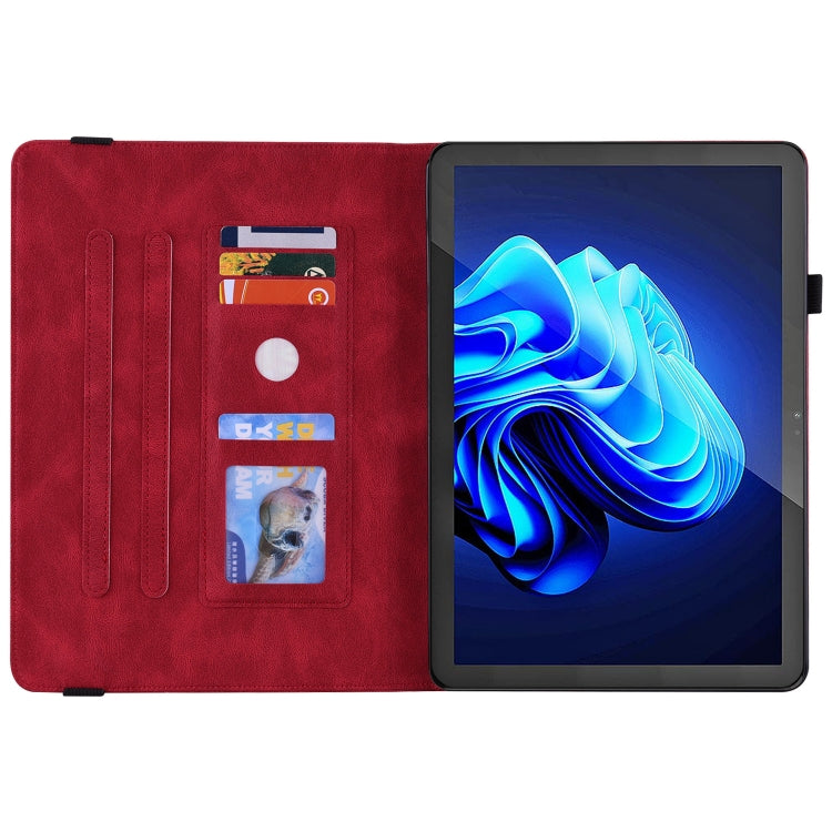 For itel Pad One 10.1 Butterfly Flower Embossed Leather Tablet Case(Red)