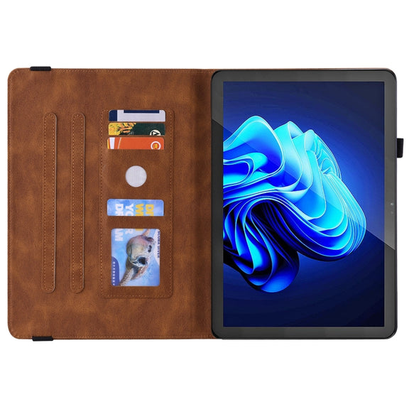 For itel Pad One 10.1 Butterfly Flower Embossed Leather Tablet Case(Brown)