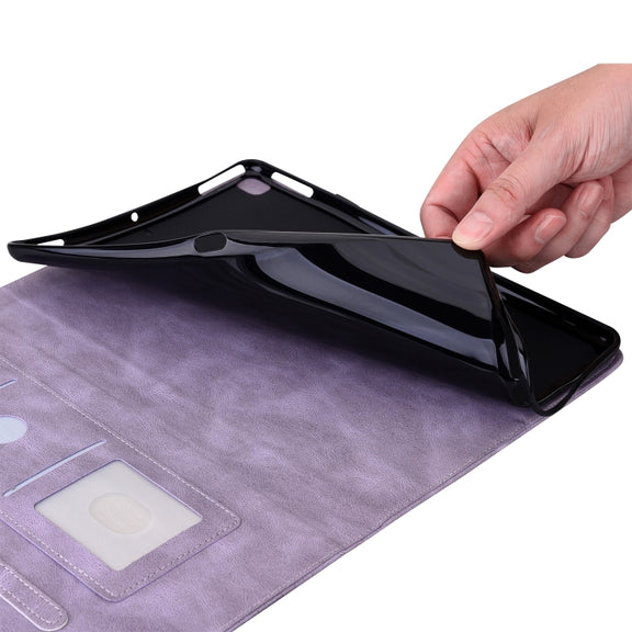 For itel Pad One 10.1 Butterfly Flower Embossed Leather Tablet Case(Purple)
