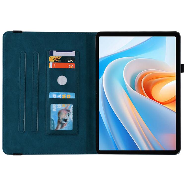 For itel VistaTab 30 Butterfly Flower Embossed Leather Tablet Case(Blue)