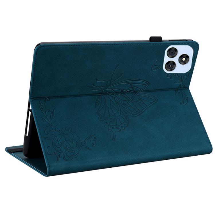 For itel VistaTab 30 Butterfly Flower Embossed Leather Tablet Case(Blue)
