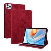 For itel VistaTab 30 Butterfly Flower Embossed Leather Tablet Case(Red)