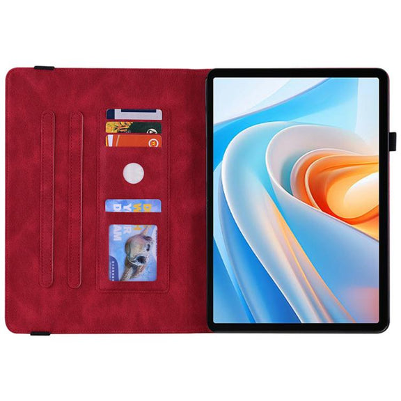 For itel VistaTab 30 Butterfly Flower Embossed Leather Tablet Case(Red)