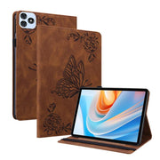 For itel VistaTab 30 Butterfly Flower Embossed Leather Tablet Case(Brown)
