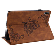 For Huawei MatePad SE 11 2024 Butterfly Flower Embossed Leather Tablet Case(Brown)