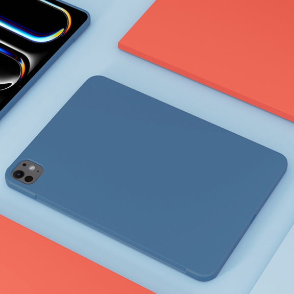 For iPad Pro 13 2024 Mutural Silicone Microfiber Tablet Case(Midnight Blue)