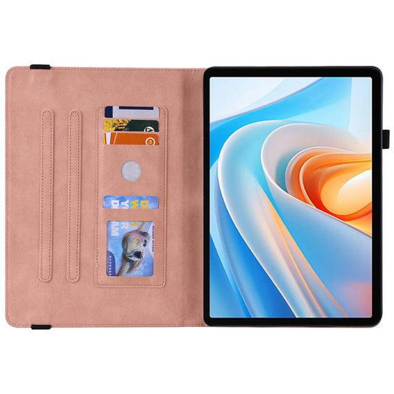 For itel VistaTab 30 Butterfly Rose Embossed Leather Tablet Case(Rose Red)
