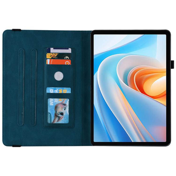 For itel VistaTab 30 Butterfly Rose Embossed Leather Tablet Case(Dark Blue)
