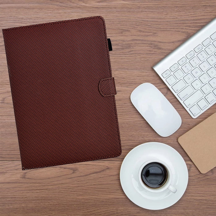 For Samsung Galaxy Tab S9 / S9 FE Solid Color Fiber Texture Smart Tablet Leather Case(Brown)