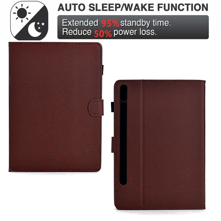 For Samsung Galaxy Tab S9 / S9 FE Solid Color Fiber Texture Smart Tablet Leather Case(Brown)